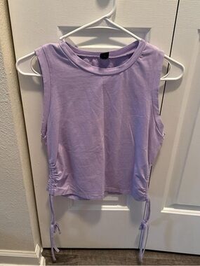 SHEIN Lavender Ruched Side Muscle Tank